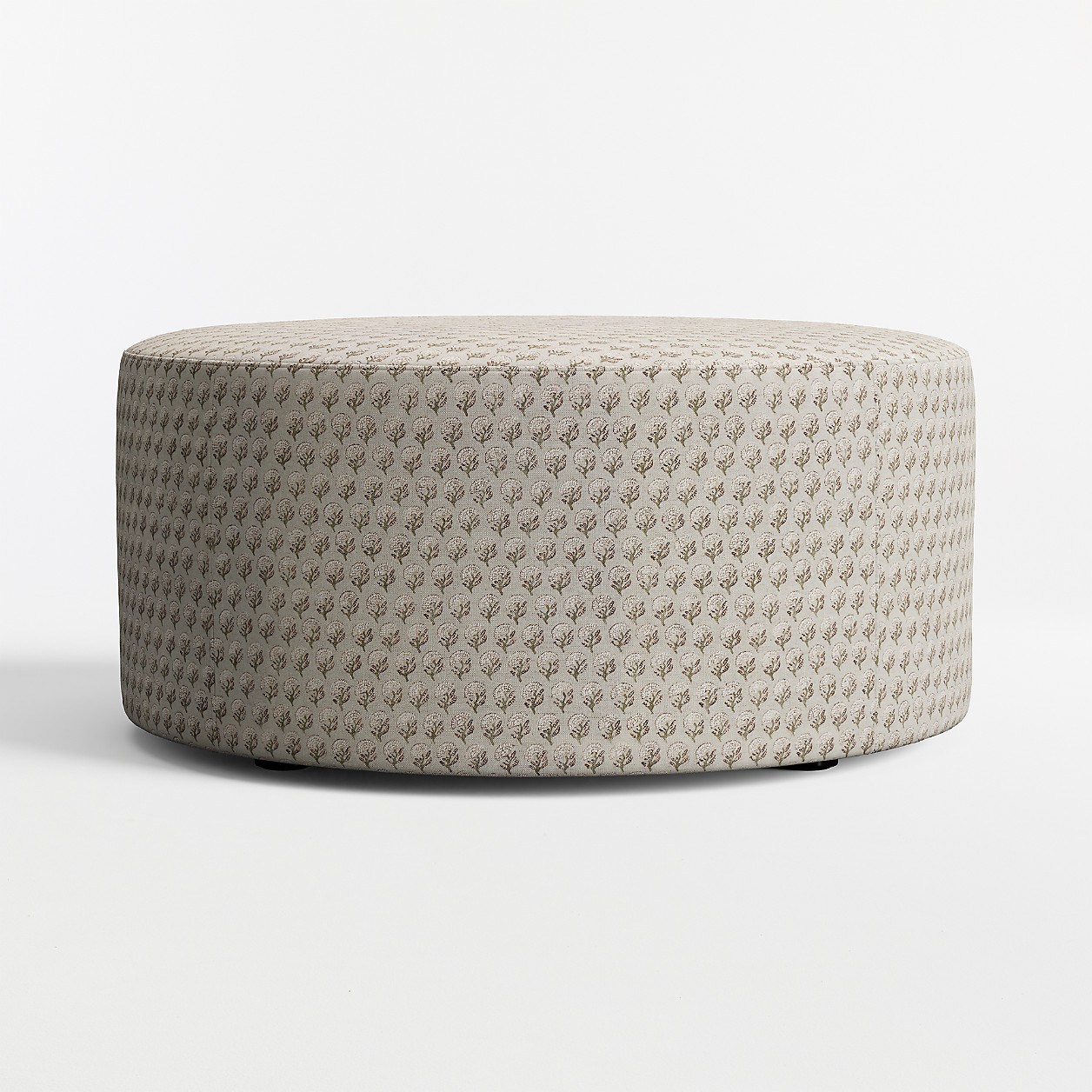 Highland 36" Printed Round Ottoman | Crate & Barrel | Crate & Barrel