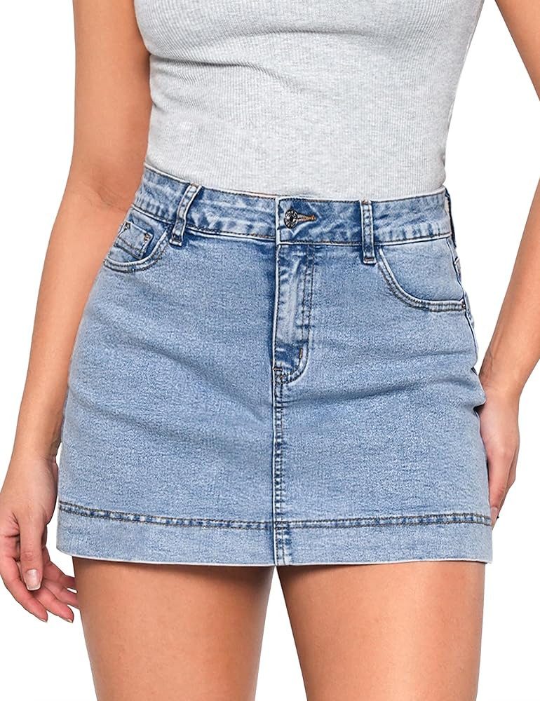 luvamia Jean Skorts for Woman Trendy High Waisted Stretchy Denim Skirt with Shorts Y2K Mini Skort... | Amazon (US)