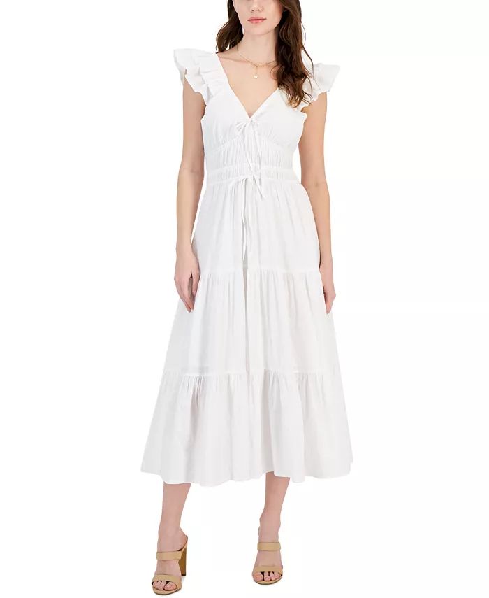 Women's Cotton Clip-Dot Tiered Dress, Created for Macy's | Macy's