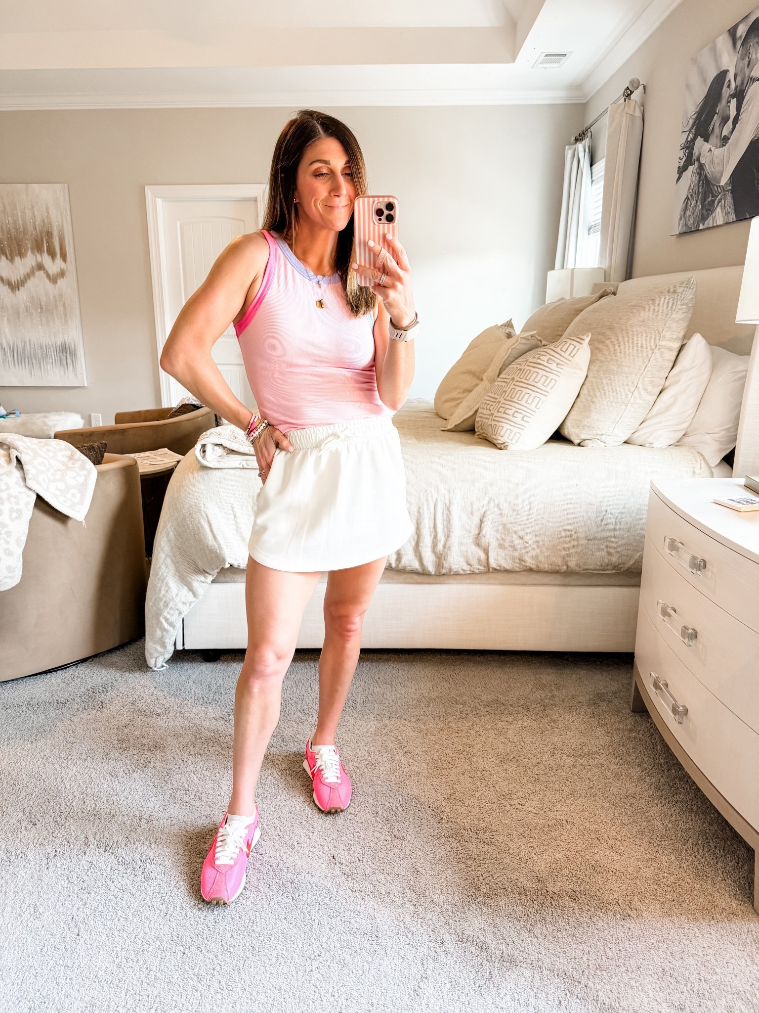 Tank: size medium, on sale 20% off. Comes in other colors. Super stretchy!
Skirt/Skort: target but sold out. Linking similar options
Shoes: on sale at Nordstrom! Under $80 and tts- wearing an 8.5 (I always go up 0.5 in sneakers or workout shoes 

Click here to shop 

Casual | comfy | stretchy | fit | athleisure | fitness | daily mom life | style | fashion | sneakers | tennis shoes | necklaces | skirt | skort | pink | Nikes | kicks | tank | target | amazon fashion


#LTKSaleAlert #LTKootd #LTKmomlife