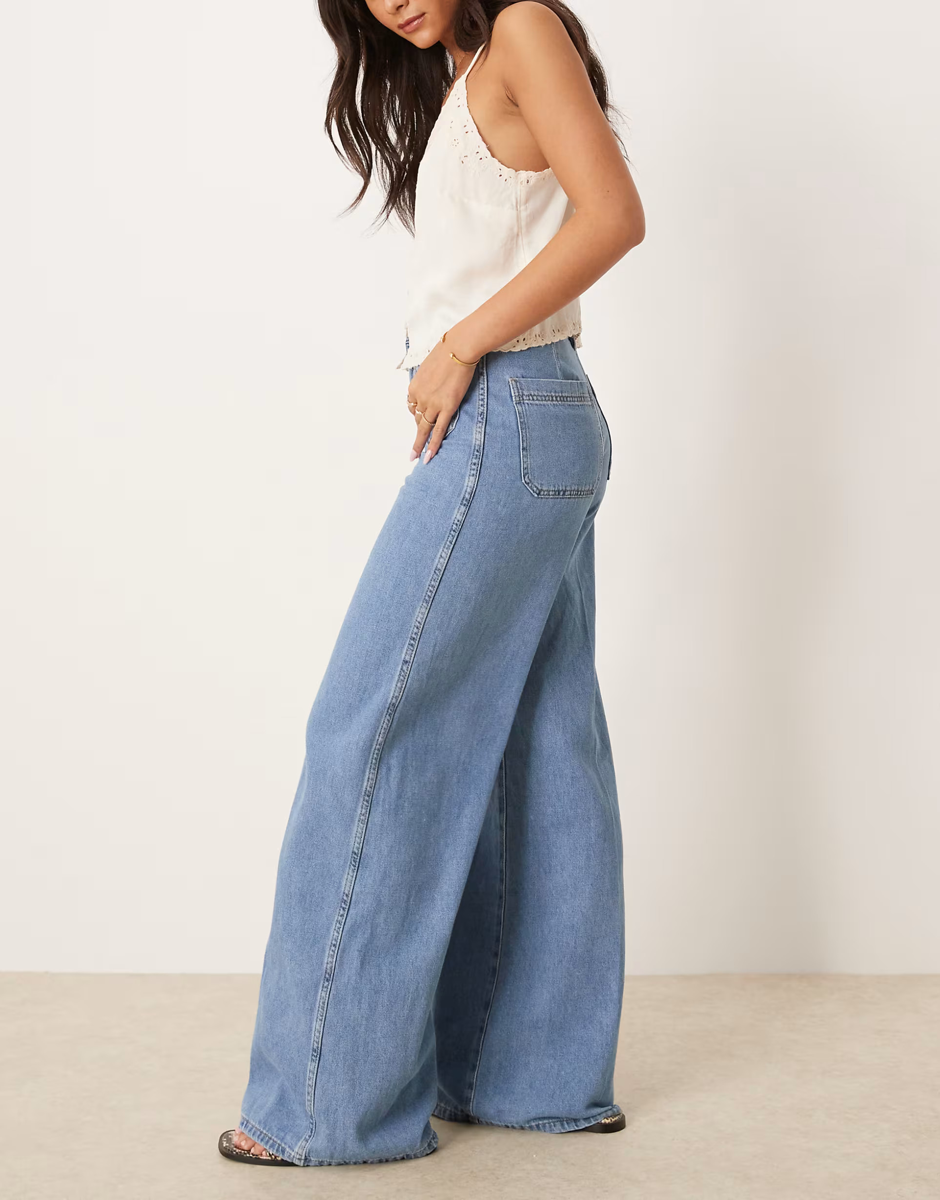 Mango front pocked pleat front jean in medium blue | ASOS (Global)