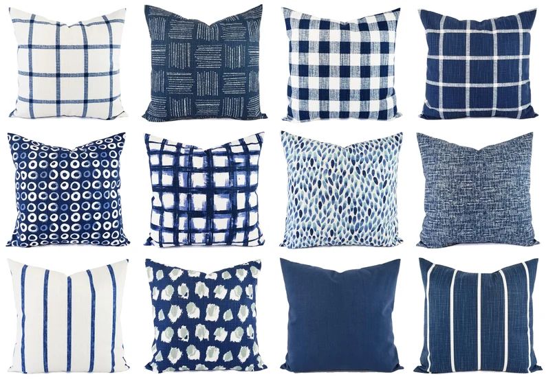One Dark Blue and White Pillow Cover  Blue Pillow Cover  | Etsy | Etsy (US)