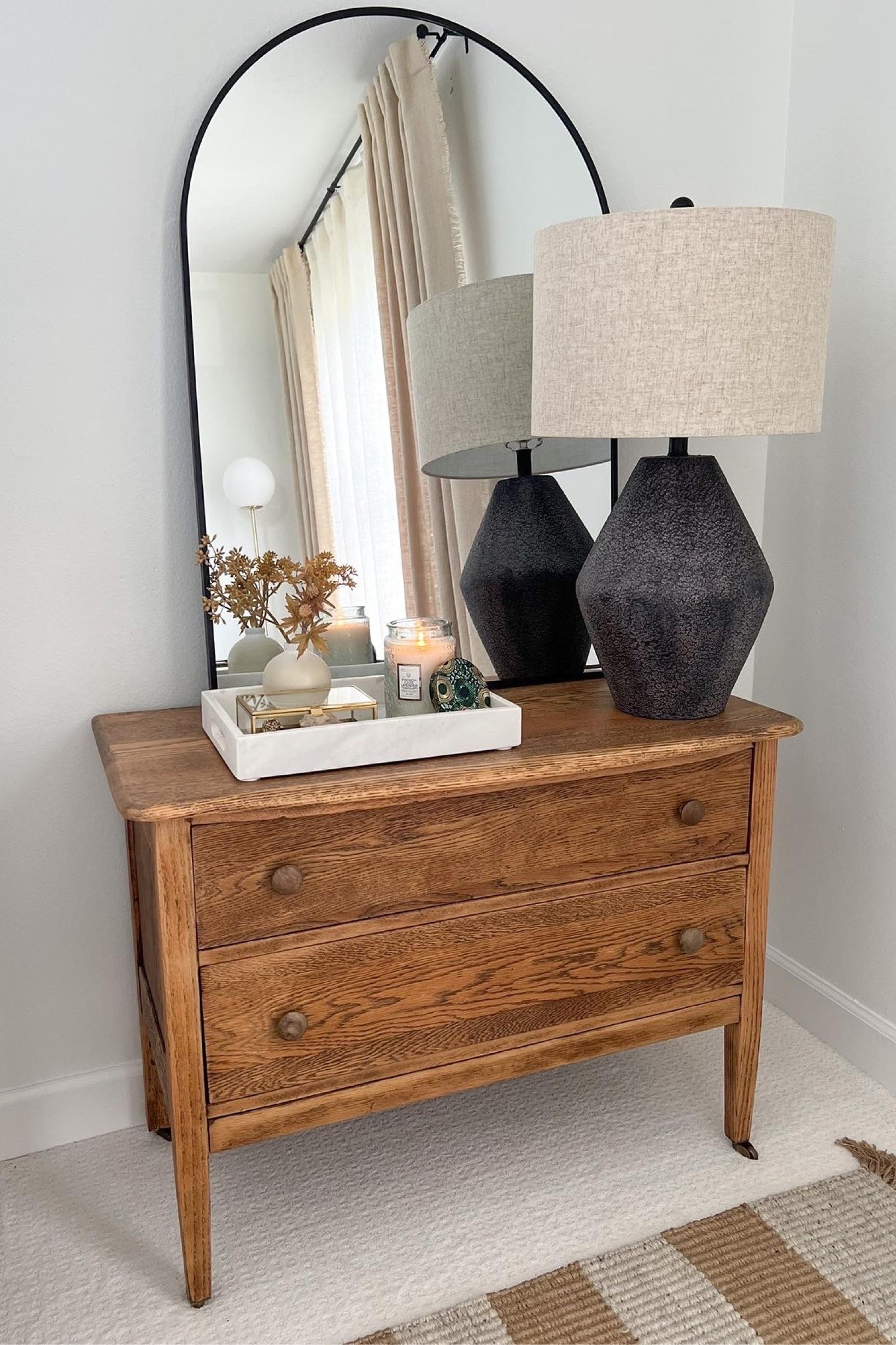 Nightstand styling, lamp, mirror

#LTKhome
