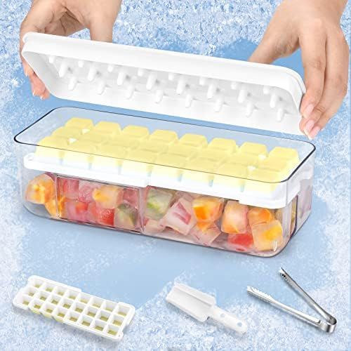 REFFU Ice Cube Tray with Lid and Bin, Upgraded Press to Release All Ice Design 24 Stackable Ice T... | Amazon (US)