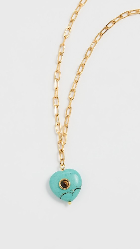 Paperclip Turquoise Stone Heart Necklace | Shopbop