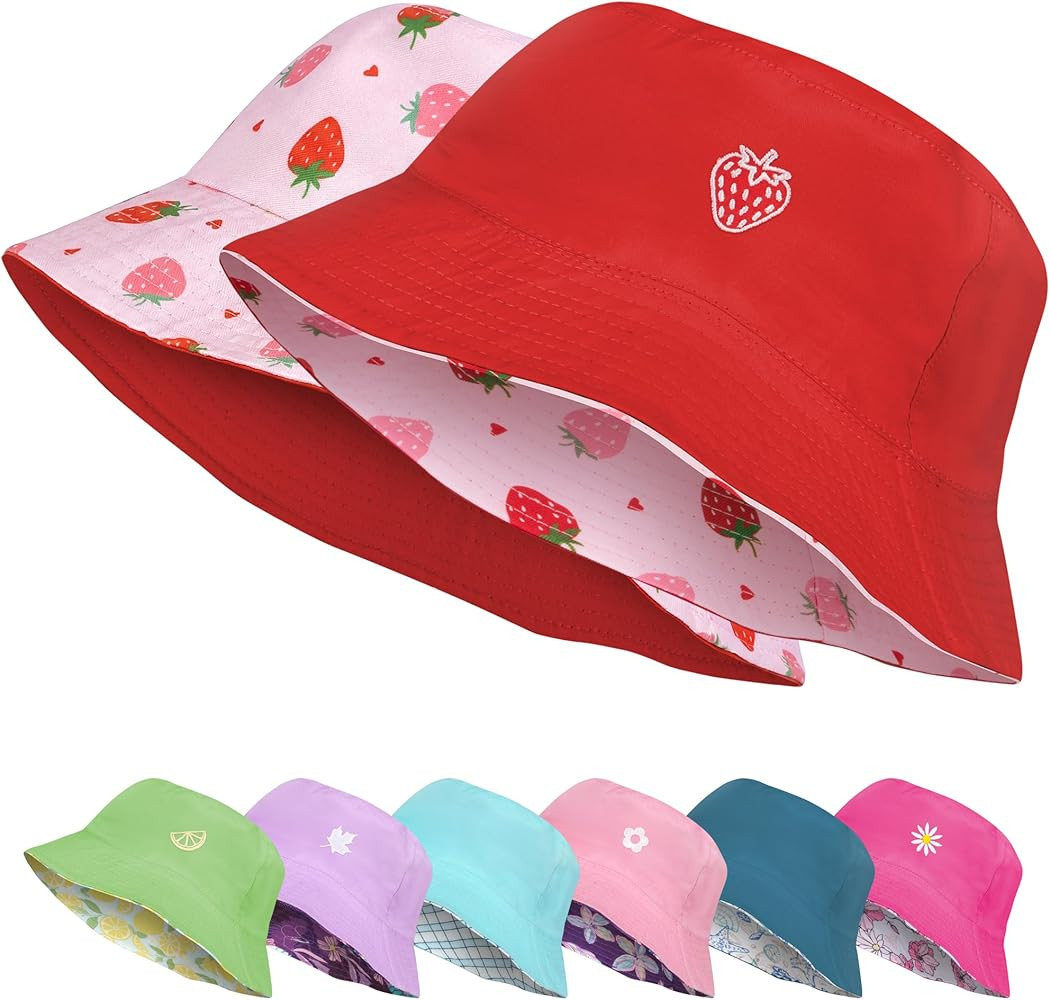 HONGTEYA Kids Sun Hat Double Side Bucket Hats for Boys Girls Summer Sun Protection Wide Brim Unis... | Amazon (US)
