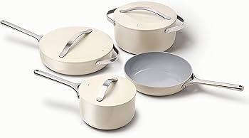 Caraway Nonstick Ceramic Cookware Set (12 Piece) Pots, Pans, Lids and Kitchen Storage - Non Toxic... | Amazon (US)