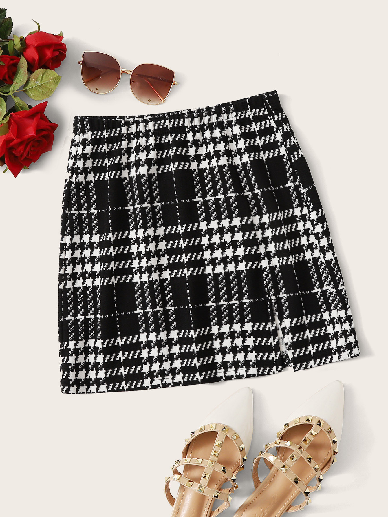 SHEIN EZwear Plaid A-Line Mini Skirt | SHEIN