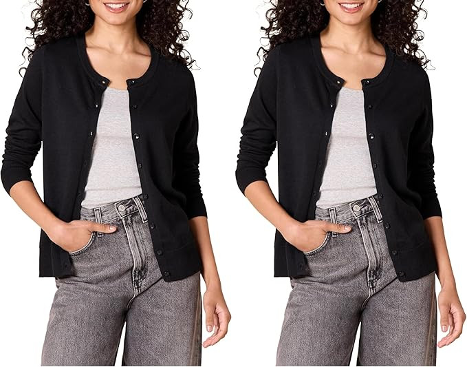 Amazon Essentials Women's Lightweight Crewneck Cardigan Sweater (Available in Plus Size) | Amazon (US)