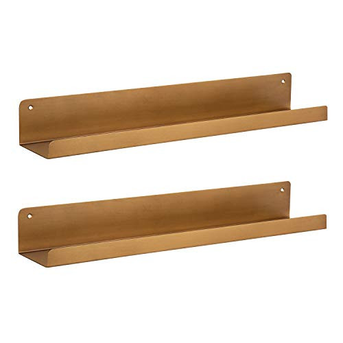 Kate and Laurel Mezzo Modern Metal Ledge Shelf, Set of 2, Gold, Contemporary Floating Shelves | Amazon (US)