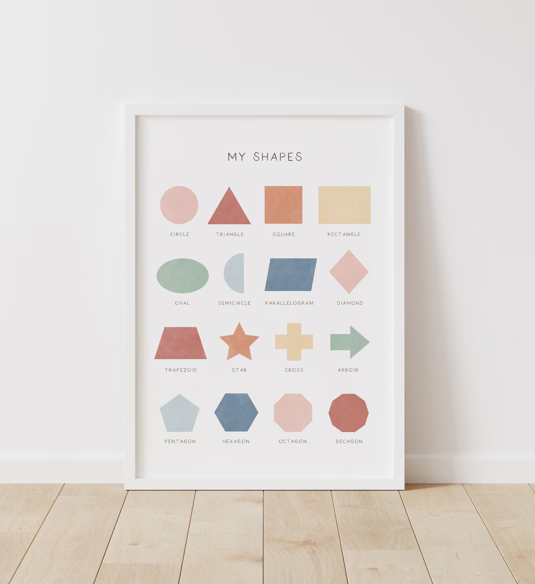 Rainbow Shapes Print, Printable Wall Art, Montessori Nursery Poster, Educational Print, Homeschoo... | Etsy (US)