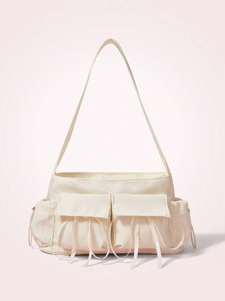 SHEIN MOD Solid Color Nylon Simple Ladies Shoulder Bag | SHEIN