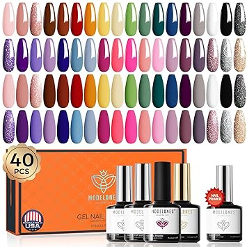 Modelones 40 PCS Gel Nail Polish Set, 36 Colors Gel Polish All Seasons Collection Soak off DIY Sa... | Amazon (US)