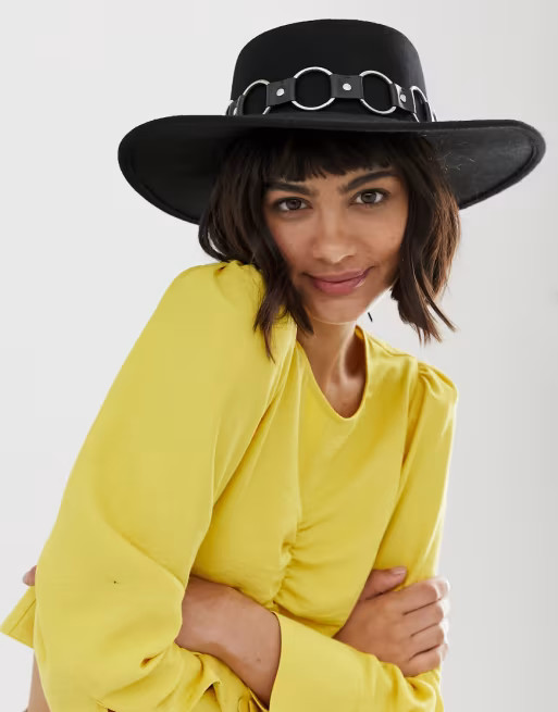 ASOS DESIGN felt matador hat with multi ring strap | ASOS (Global)