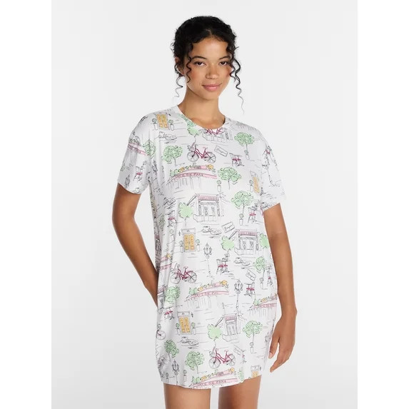 Joyspun Women’s Dreamy Soft Collection Short Sleeve Sleep Shirt, Sizes S/M to 2X/3X | Walmart (US)