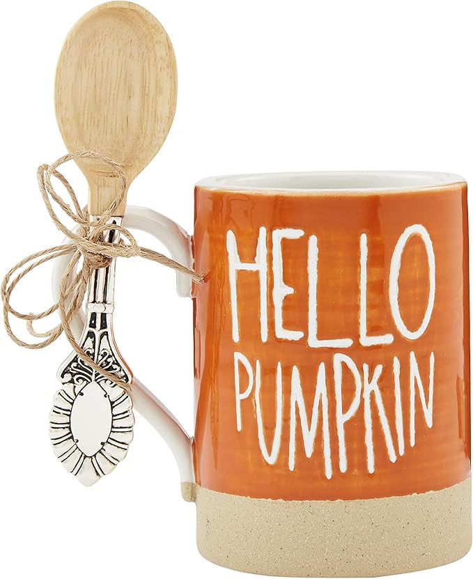 Mud Pie Harvest Forever Mug and Spoon Set, Hello Pumpkin, mug 16 oz | spoon 5 1/2"       Send to ... | Amazon (US)