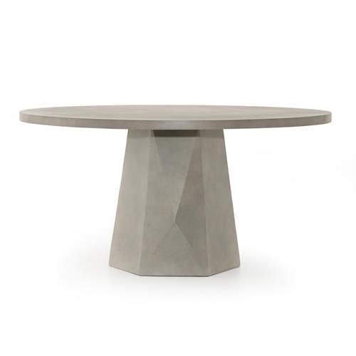 Barley Industrial Loft Grey Round Outdoor Concrete Dining Table | Kathy Kuo Home