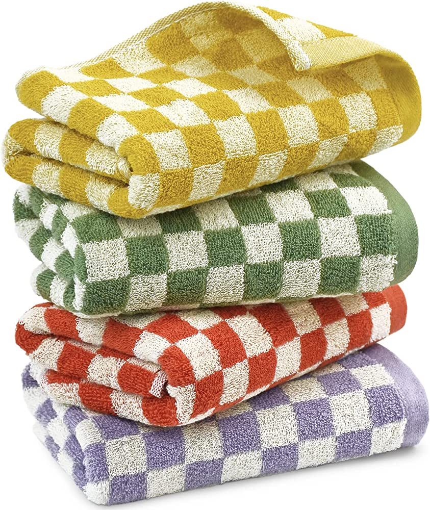 Hand Towels for Bathroom 4 Pack, Cotton Face Towels Soft Absorbent for Spa Bath Gym Kitchen, Hand... | Amazon (US)