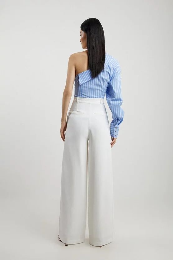 Premium Woven Viscose Crepe Wide Leg Pants | Karen Millen US