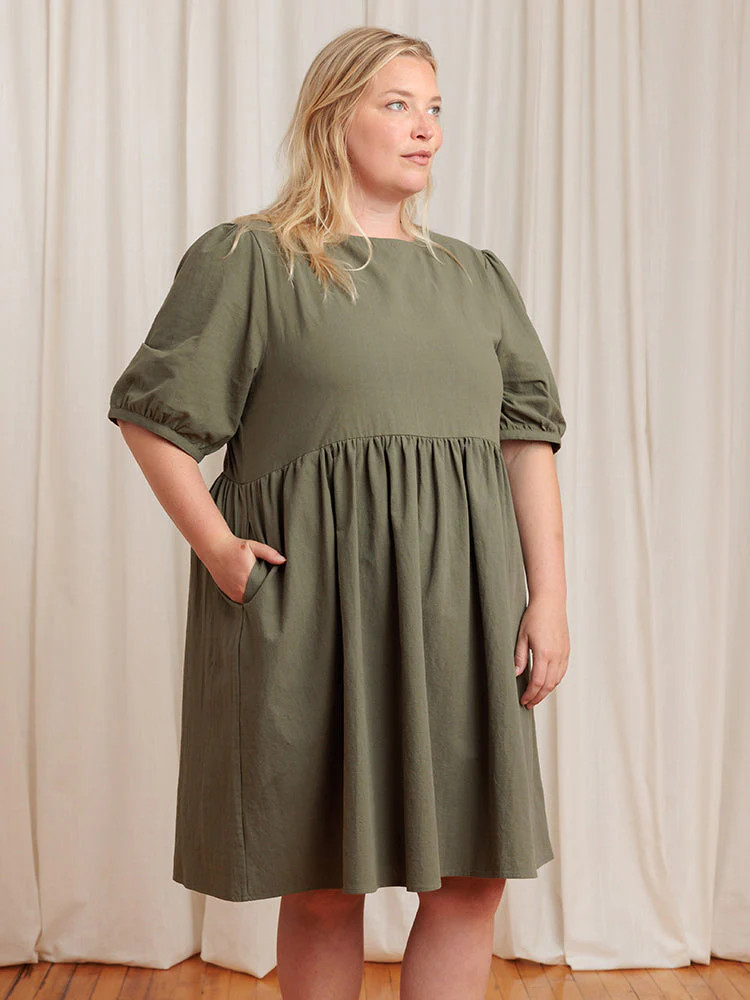 Nico 2.0 Balloon Sleeve Dress Dark Olive | Tradlands