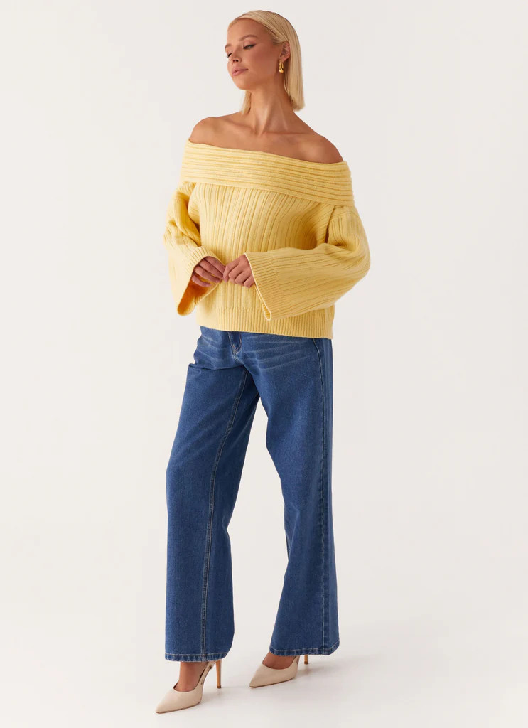 Federica Off Shoulder Knit - Lemon | Peppermayo (Global)