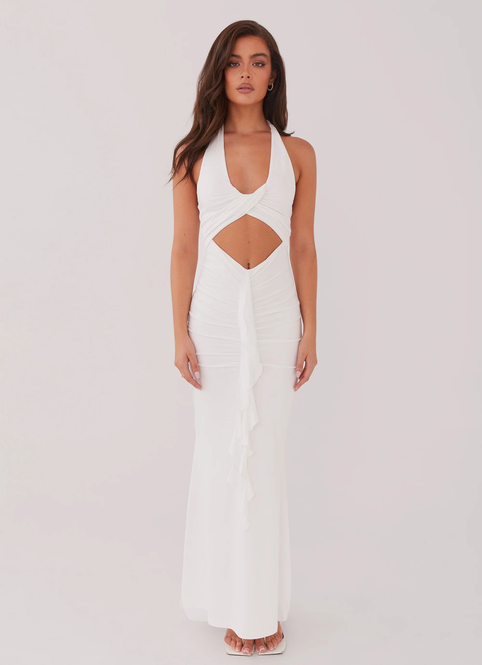 Allanna Frill Maxi Dress - White | Peppermayo (Global)