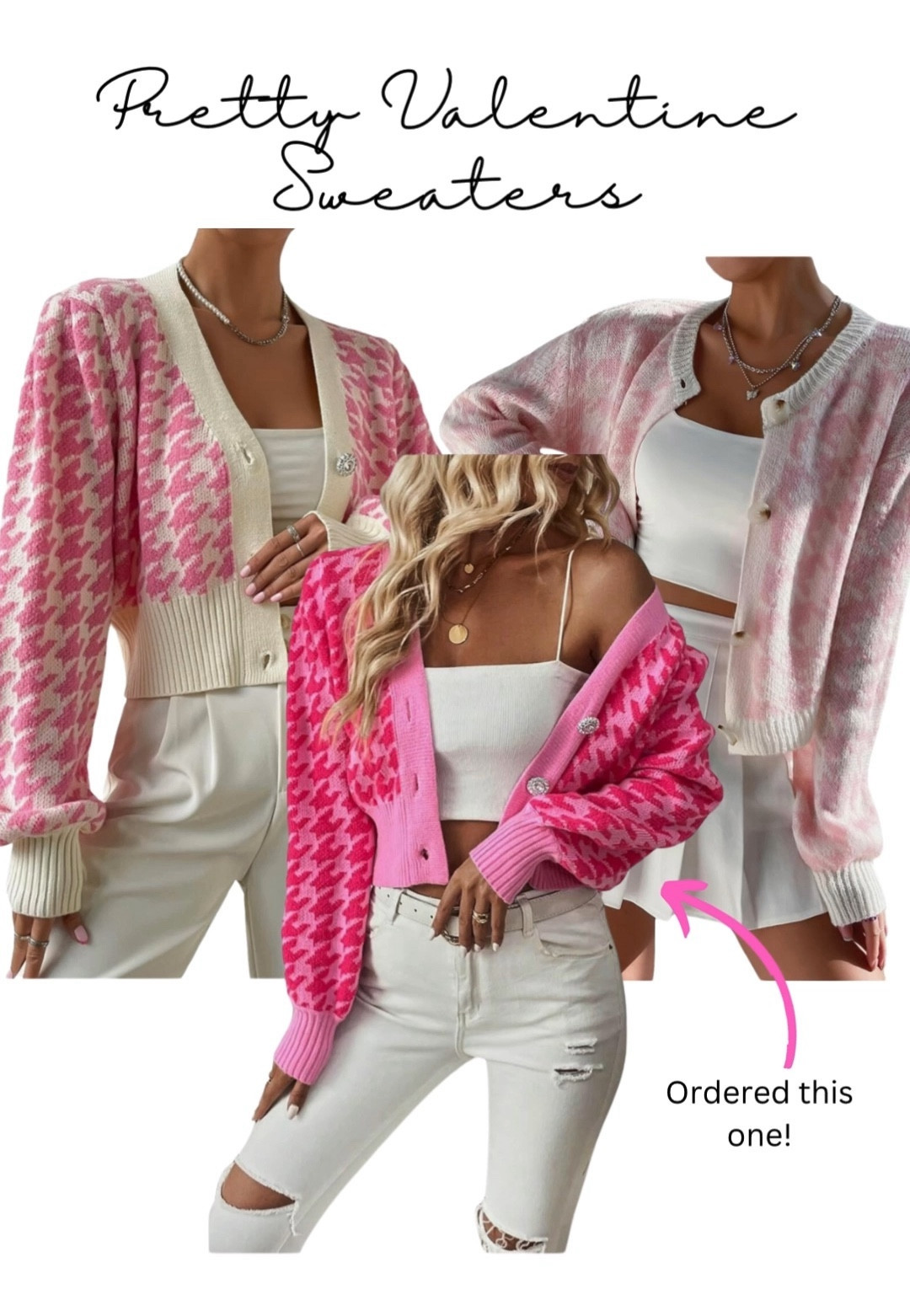 If you want to order the hot pink one, it has much longer shipping times than the other 2 sweaters, so order now if you’d like it for Valentine’s Day.
🤍
Valentine’s Day Sweater, Pink Valentine’s Day Sweater, Valentine’s Day Fit

#LTKfindsunder50 #LTKstyletip #LTKGiftGuide