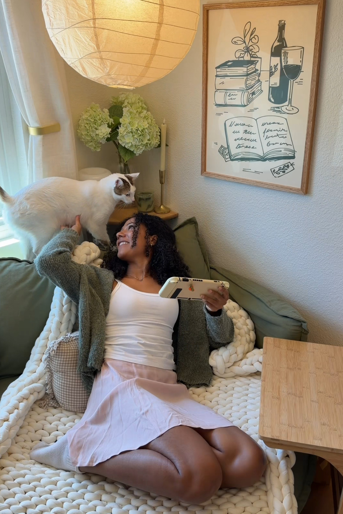 a cozy game, chila and my cozy nook is all i need today 😂🤎 #cozynook #readingnook #homedecor #chaise #chair #cozy #cozygames #cozygaming 

 #LTKSeasonal #LTKHome