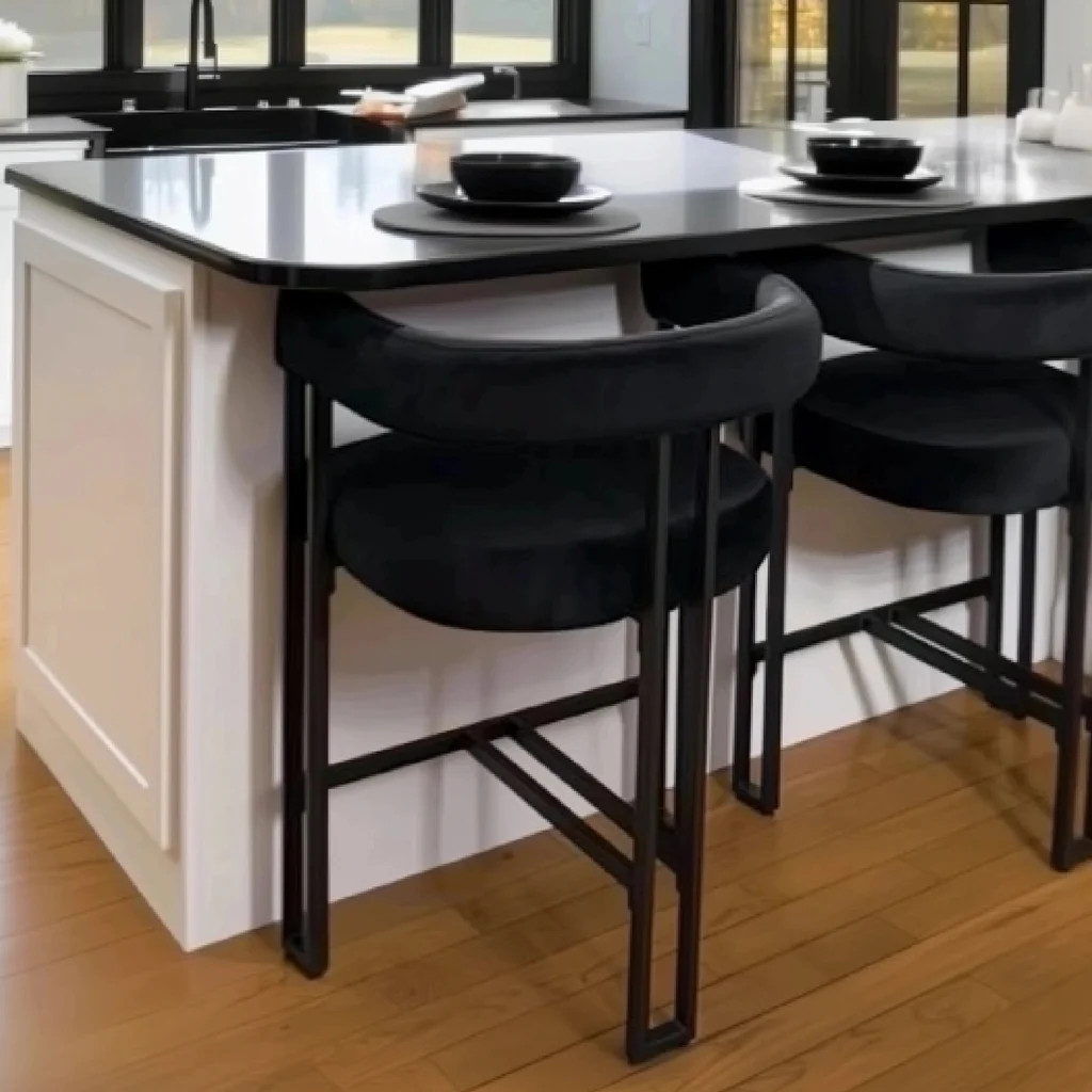 Mia 24" Modern Velvet Counter Stool with Arms (1-piece) | Pop Maison