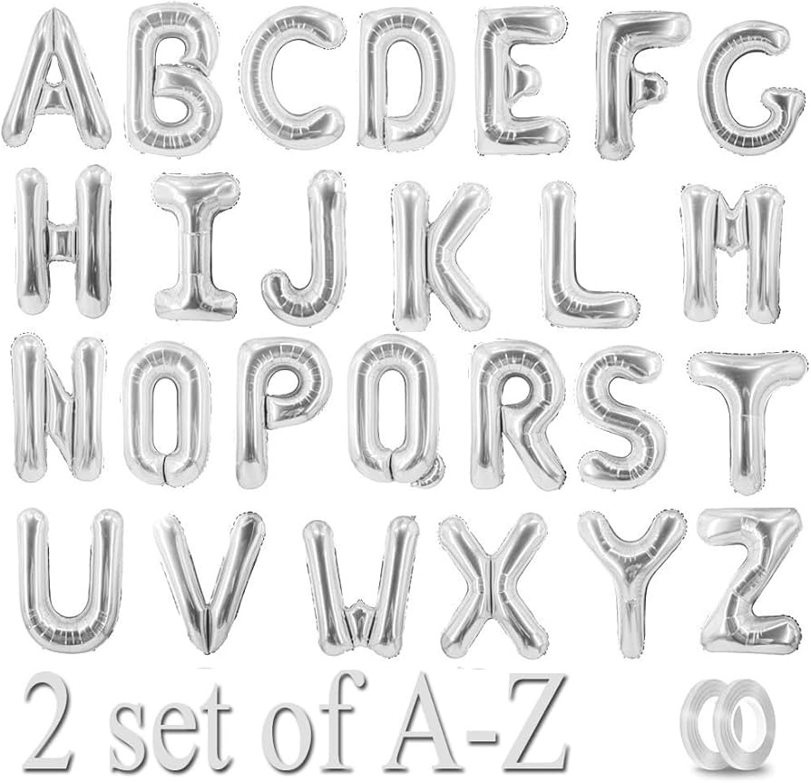 52 Pcs Sliver Letter Balloons A to Z Custom DIY Phrase Banner for Baby Shower Wedding Party Suppl... | Amazon (US)