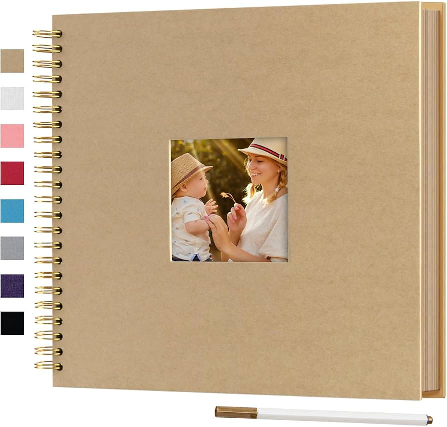 12 x 12 Inch Large DIY Scrapbook Photo Album with Window Design Cover 80 Pages Craft Paper Memory... | Amazon (US)