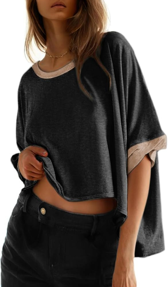 Dokotoo Summer Shirts 2025 Womens Solid T Shirts for Women Loose Oversized Tops Basic Tee | Amazon (US)