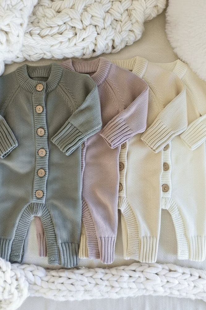 Knit Sweater Button Romper | Caden Lane