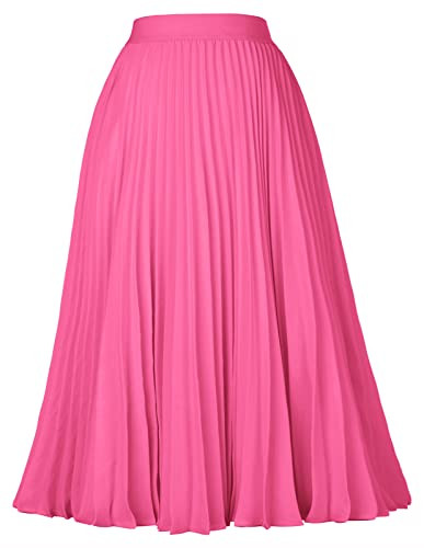 GRACE KARIN Women High Elastic Waist Pleated Chiffon Skirt Midi Swing A-line Skirts | Amazon (US)
