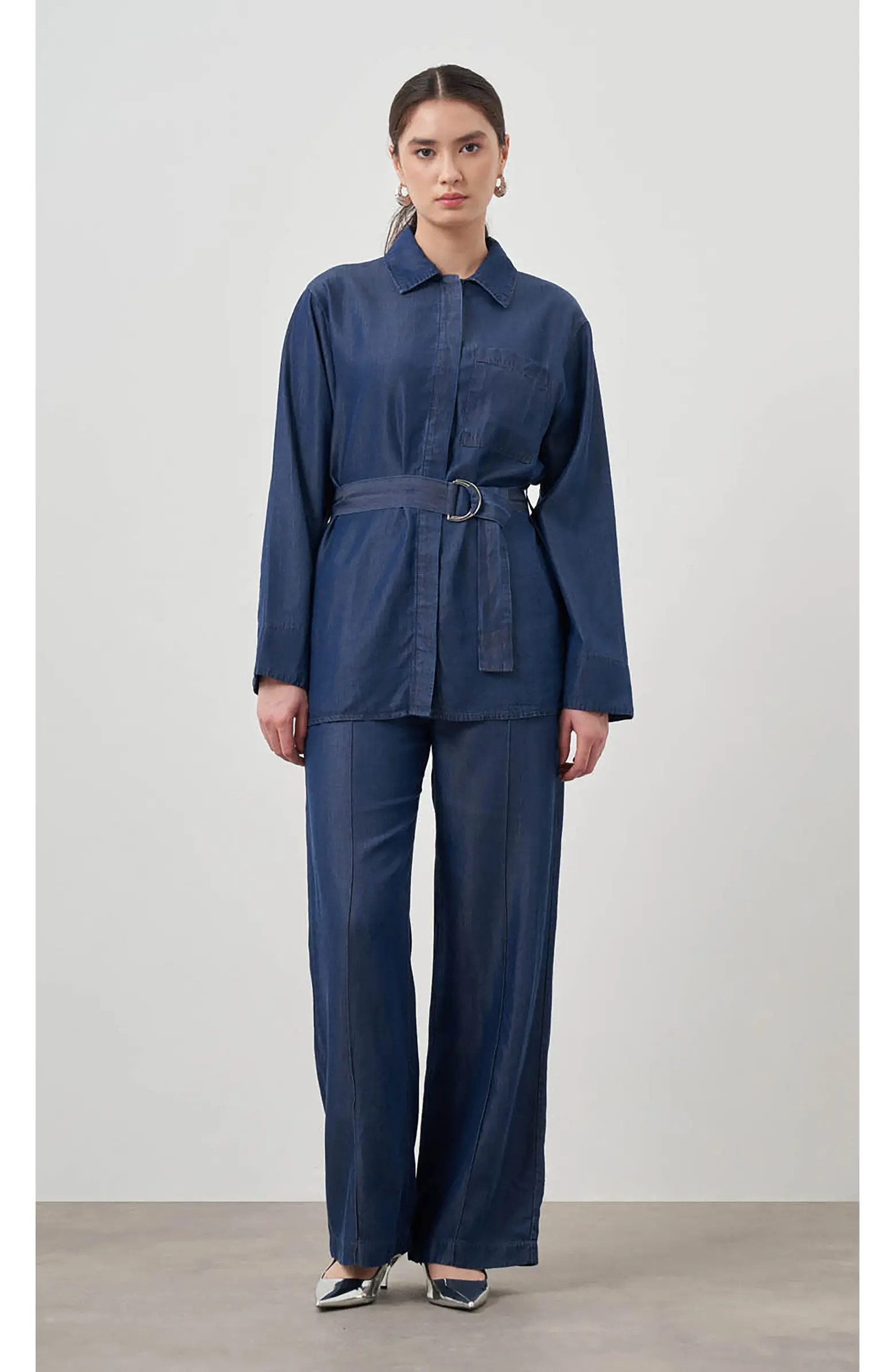 Denim Belted Blouse | Nordstrom