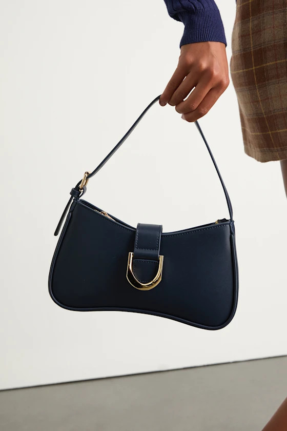 Oh-So Chic Navy Buckle Shoulder Bag | Lulus