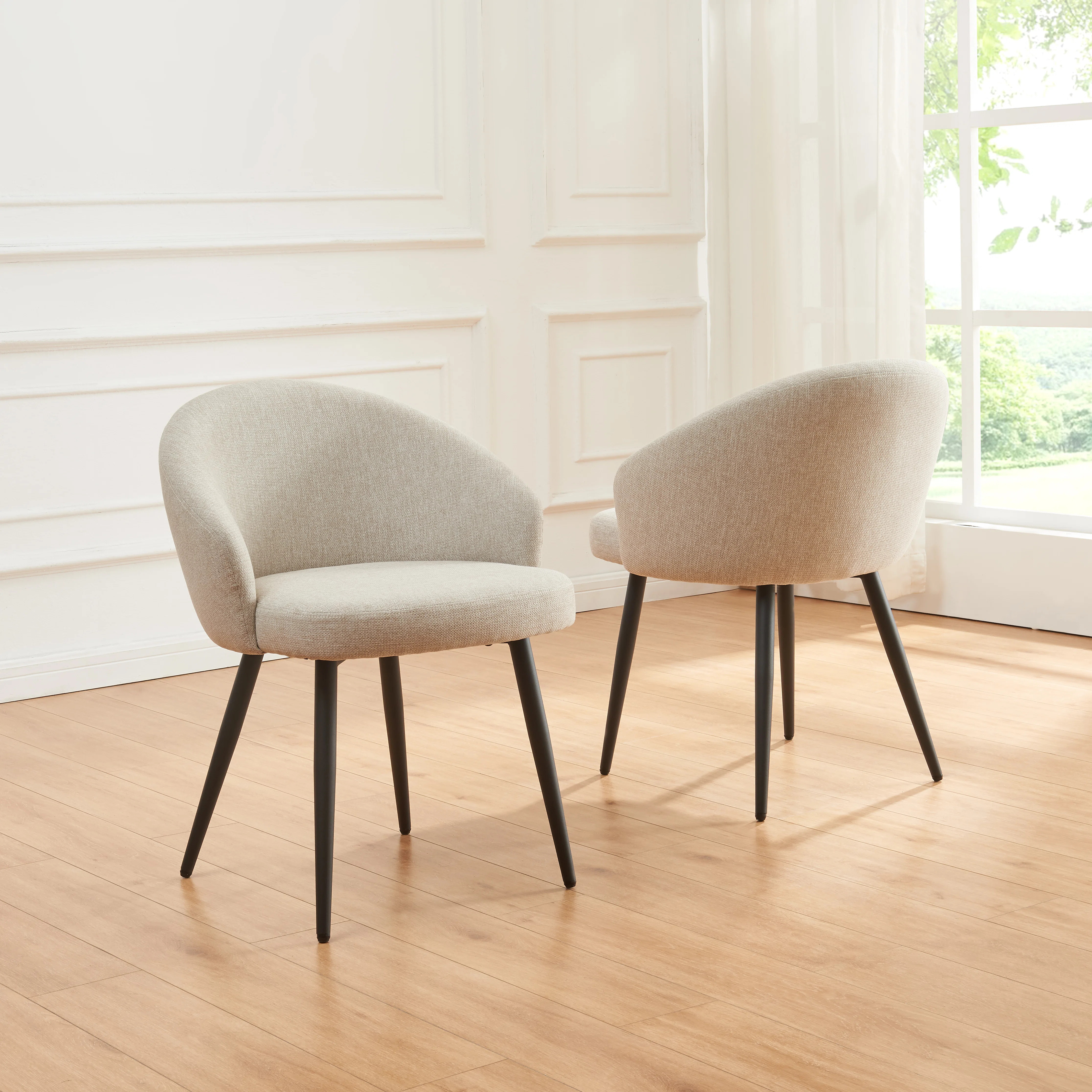 George Oliver Yandier 19.1" Wide Fabric Dining Chairs (Set of 2) -  Upholstered Seats, Modern Com... | Wayfair North America