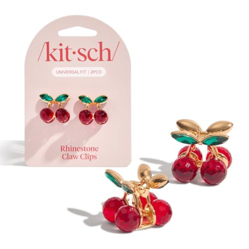 Kitsch Cherry Small Hair Clips for Women – Rhinestones Small Claw Clips | Electroplated Metal Springs and Anti-Rust Finish | Strong Hold for Updo and Cute Half Up Styles - 2pcs | Amazon (US)