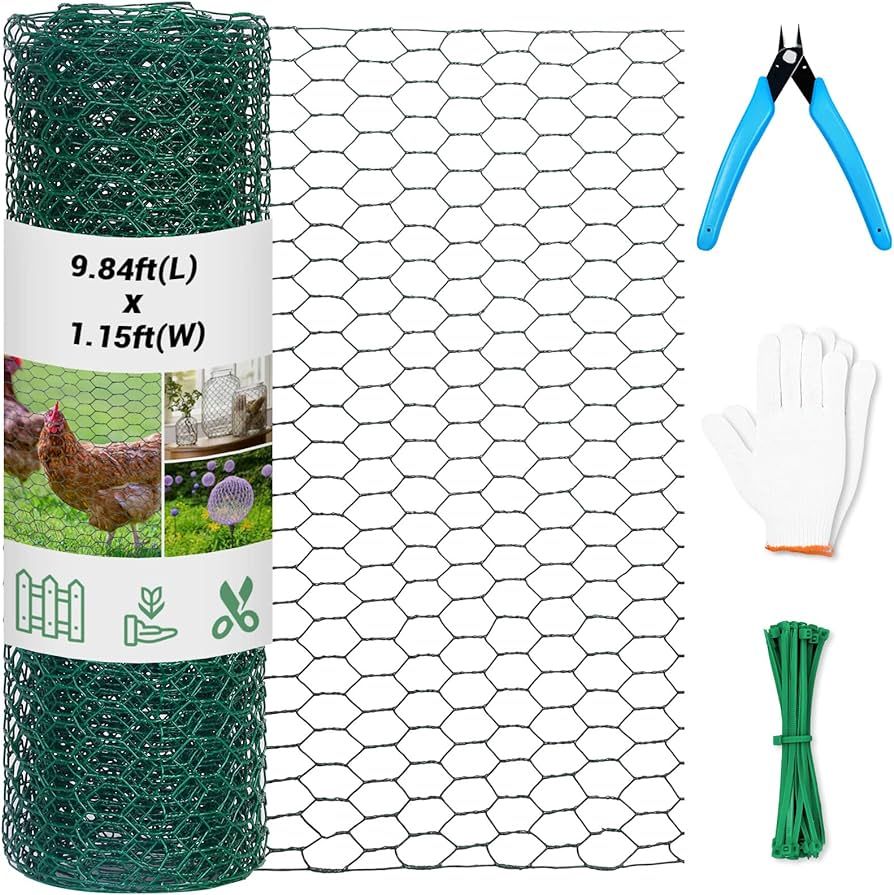 Chicken Wire Fence for Craft,13.78 x 118 Inch Lightweight Galvanized Hexagonal Chicken Wire Netti... | Amazon (US)