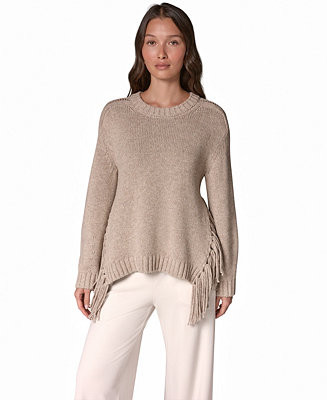 Women's Crewneck Long-Sleeve Fringe Sweater | Macy's