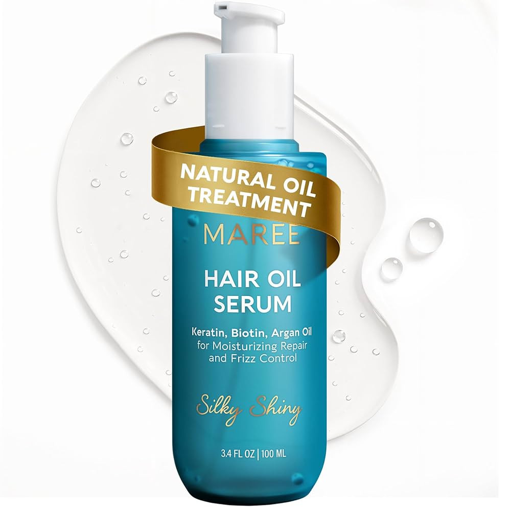 MAREE Hair Oil for Frizzy Hair with Keratin, Biotin & Vitamins - Hair Serum for Frizzy and Damage... | Amazon (US)