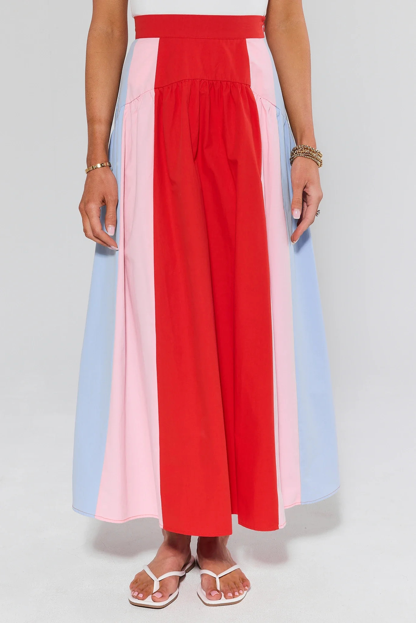 Reena Red Colorblock Maxi Skirt | Avara