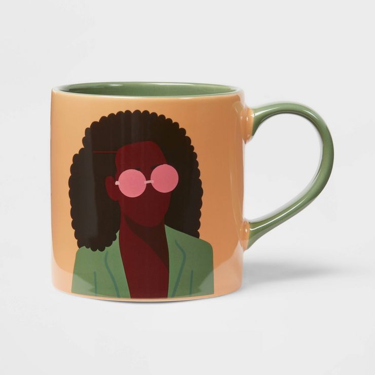 16oz Silhouette with Glasses Marilyn Mug Green/Pink - Room Essentials™ | Target