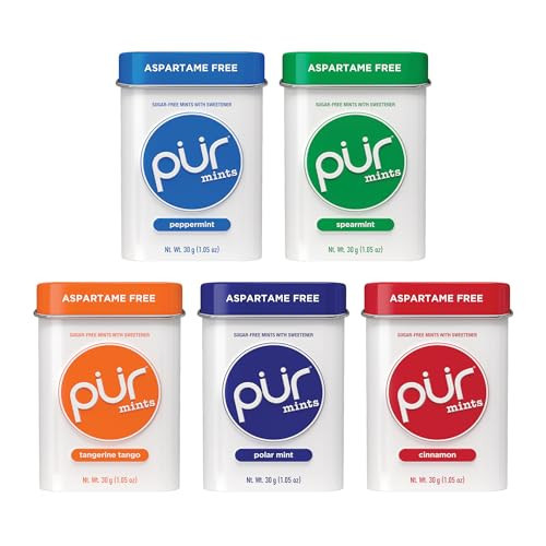PUR Mints | Aspartame Free Mints | Made with Xylitol | Sugar Free, Vegan, Gluten Free & Keto Friendly | Natural Flavored Mints, Variety Pack, 30 Pieces (Pack of 5) | Amazon (US)