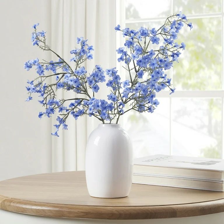 My Texas House Blue Faux Floral Springs in White Ceramic Vase, 16" Height - Walmart.com | Walmart (US)