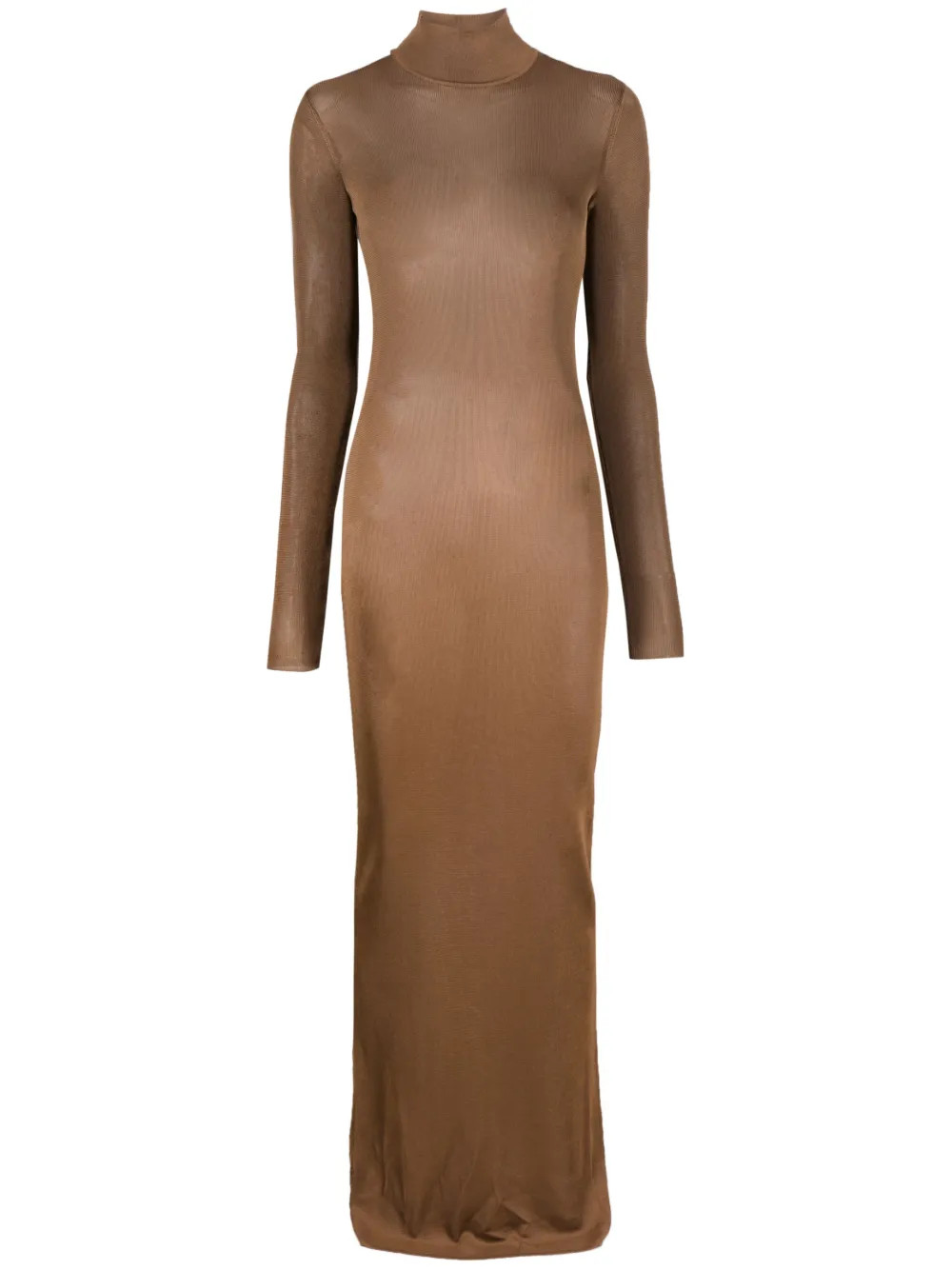 Saint Laurent funnel-neck long-sleeve Dress | Brown | FARFETCH JO | Farfetch Global
