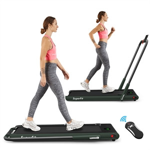 Superfit 2.25HP 2 in 1 Folding Treadmill W/ Remote Control Green Plastic | Cymax