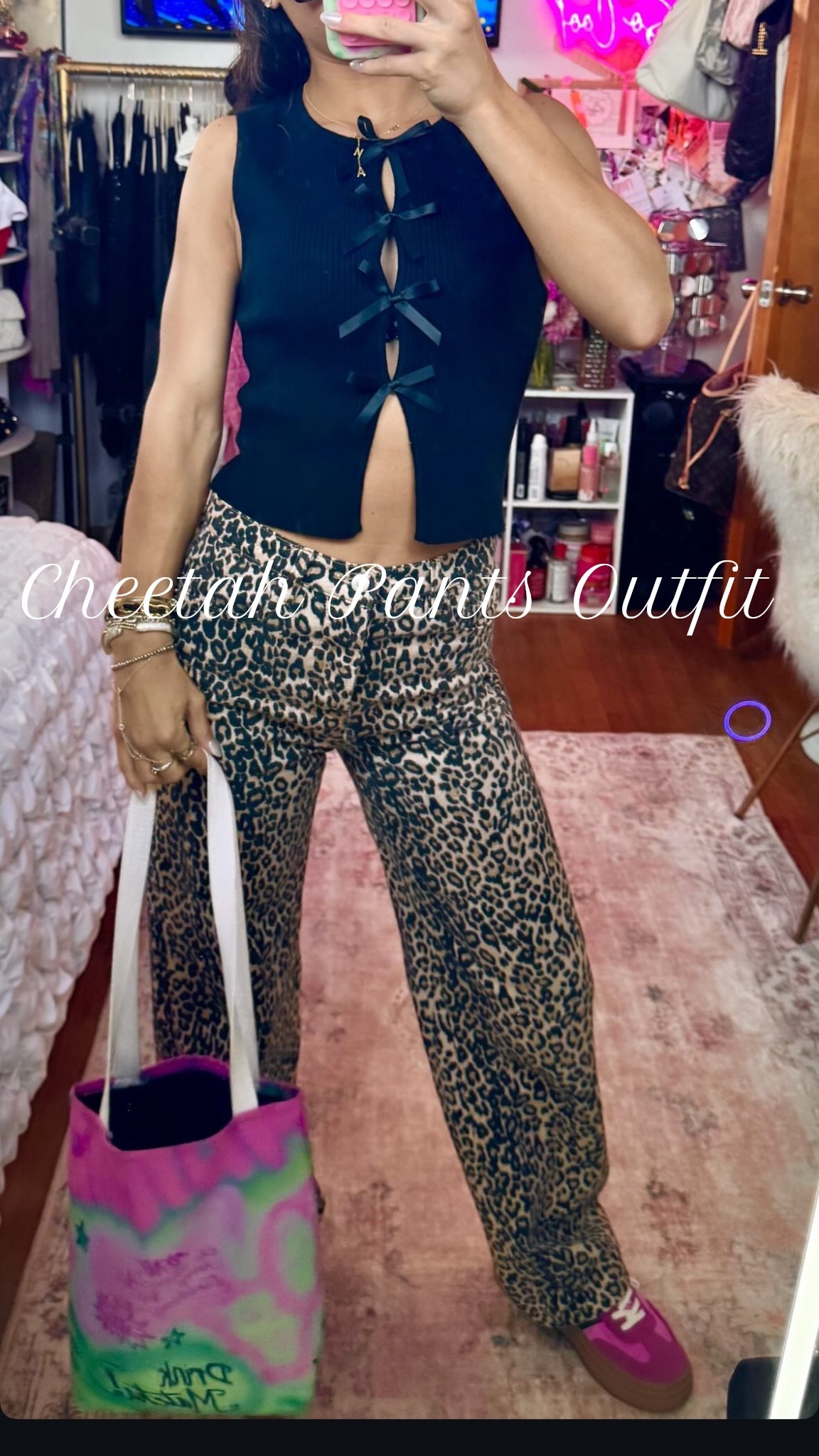 Cheetah Pants Outfit 🐆 
Platform shoes are so cutie and bag is from a small biz called CamAir. 

#cheetah #pants #jeans #shoes #inspo 

#LTKPlusSize #LTKSaleAlert #LTKItBag