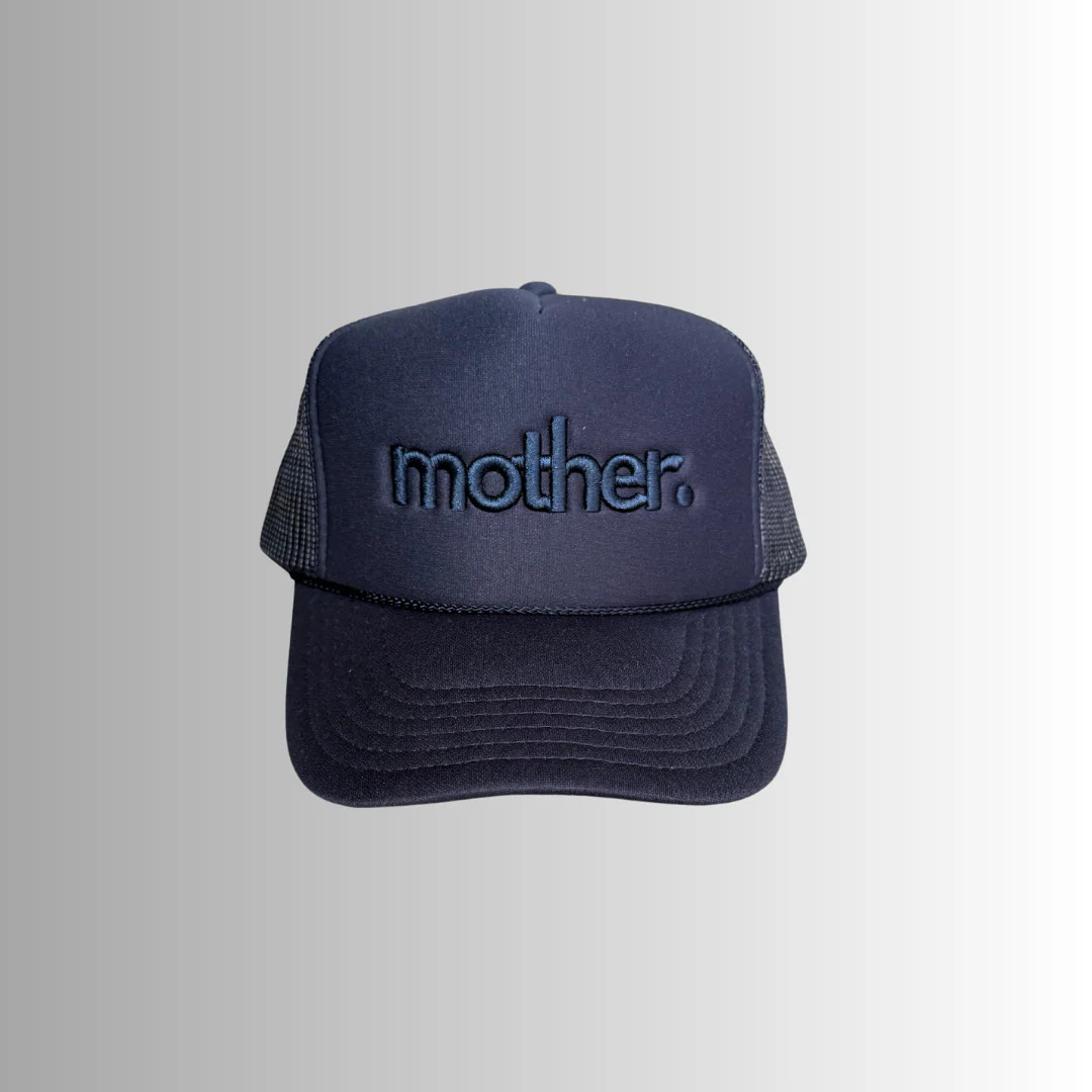 "mother." Embroidered Trucker Hat - Navy | Mother Hats