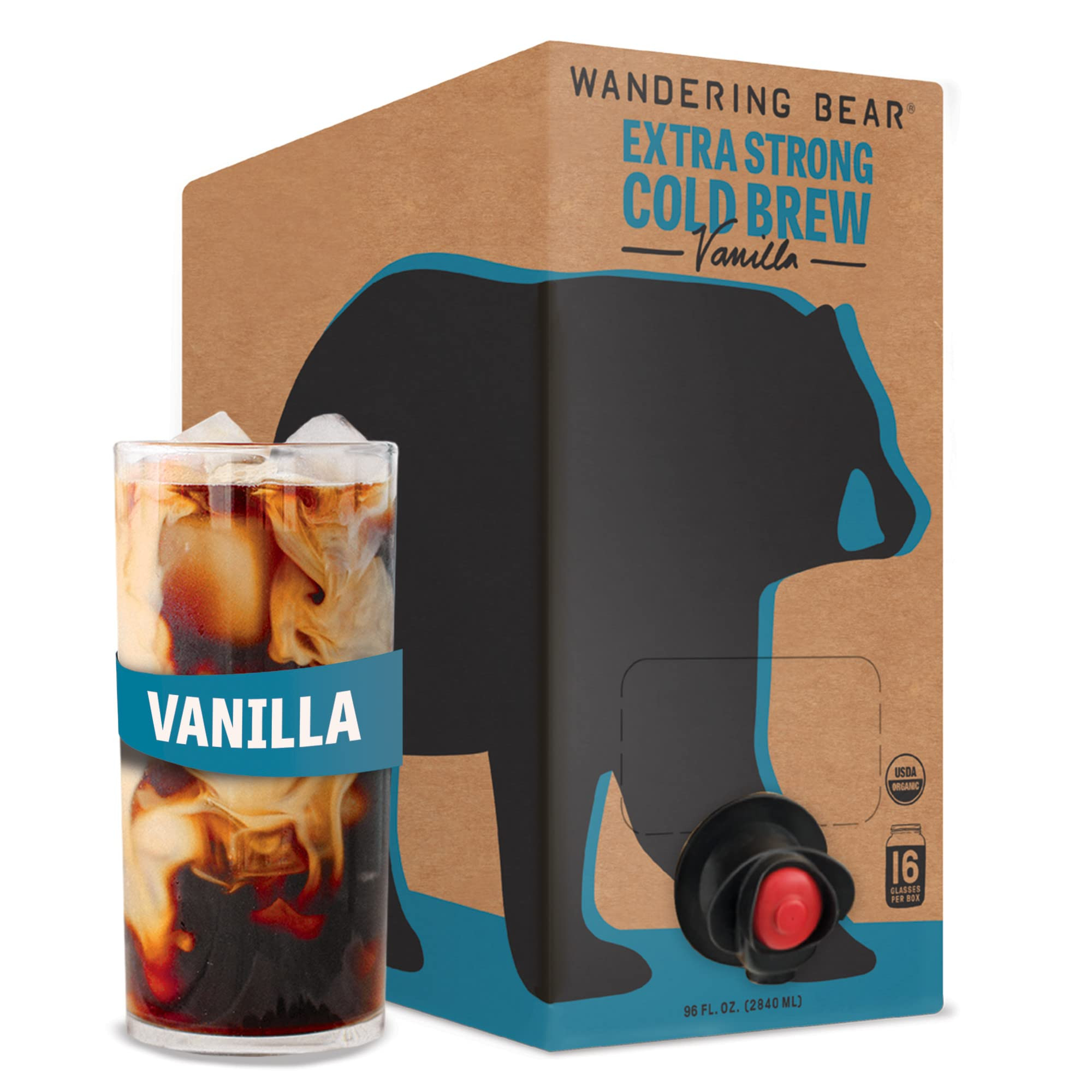 Wandering Bear Organic Vanilla Cold Brew Coffee On Tap, 96 fl oz - Extra Strong, Bold, Smooth, Un... | Amazon (US)